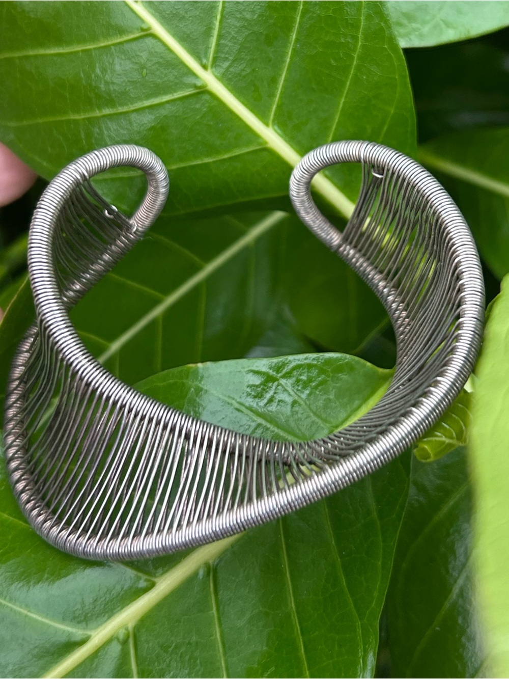 Artisan Tana Acton handcrafted wire-wrapped sculptural kinetic wire jewelry cuff